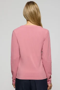 Polo Club T-Shirts*T-shirt basique rose pastel à col en V avec logo caoutchouté Rose poudré