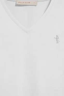 Polo Club T-Shirts*T-shirt à col en V avec broderie Rigby Best Blanc