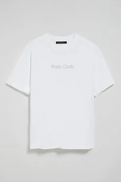 Polo Club T-Shirts*T-shirt à manches courtes et col ras du cou avec logo Blanc