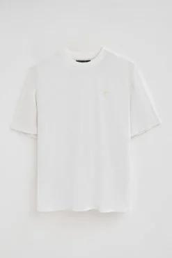 Polo Club T-Shirts*T-shirt en lin et coton col ras du cou avec monogramme brodé Blanc