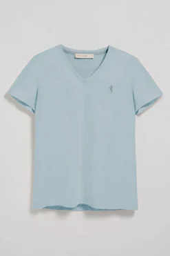 Polo Club T-Shirts*T-shirt bleu clair à col en V avec broderie Rigby Best Bleu ciel