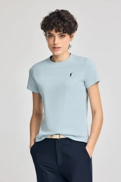 Polo Club T-Shirts*T-shirt bleu clair à col rond et broderie Rigby Go Bleu ciel