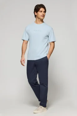 Polo Club T-Shirts*T-shirt bleu clair à manches courtes et col ras du cou avec logo Bleu ciel