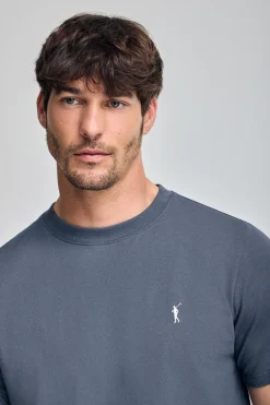Polo Club T-Shirts*T-shirt bleu à col ras du cou et broderie Rigby Go Denim