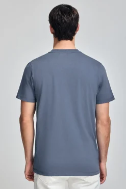 Polo Club T-Shirts*T-shirt bleu à col ras du cou et logo caoutchouté Denim