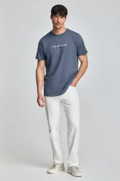 Polo Club T-Shirts*T-shirt bleu à col ras du cou et logo caoutchouté Denim
