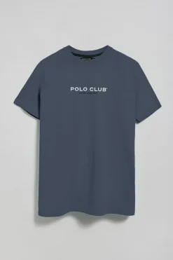 Polo Club T-Shirts*T-shirt bleu à col ras du cou et logo caoutchouté Denim