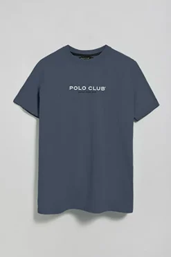 Polo Club T-Shirts*T-shirt bleu à col ras du cou et logo caoutchouté Denim