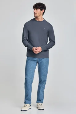 Polo Club T-Shirts*T-shirt bleu à manches longues et brodé Rigby Go Denim