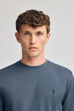 Polo Club T-Shirts*T-shirt bleu basique à col rond et broderie Rigby Best Denim