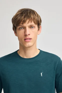 Polo Club T-Shirts*T-shirt bleu en coton flammé à broderie Rigby Go Vert Bleuâtre