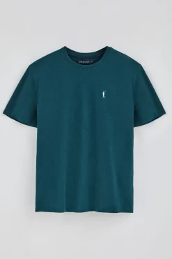 Polo Club T-Shirts*T-shirt bleu en coton flammé à broderie Rigby Go Vert Bleuâtre