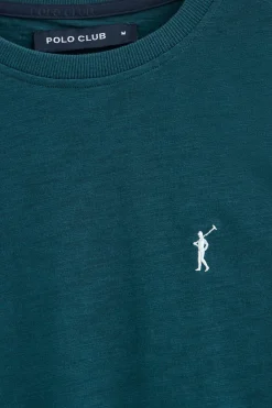 Polo Club T-Shirts*T-shirt bleu en coton flammé à broderie Rigby Go Vert Bleuâtre