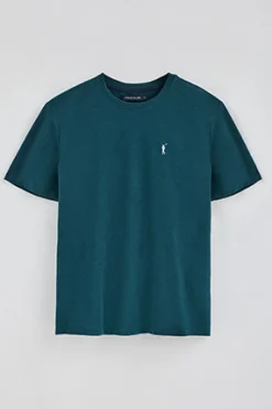 Polo Club T-Shirts*T-shirt bleu en coton flammé à broderie Rigby Go Vert Bleuâtre