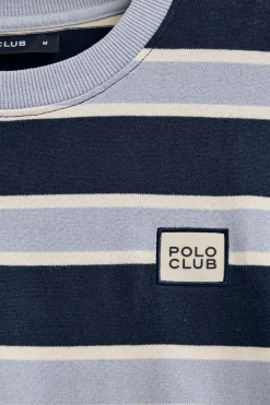 Polo Club T-Shirts*T-shirt bleu rayé avec logo caoutchouté Bleu Marine