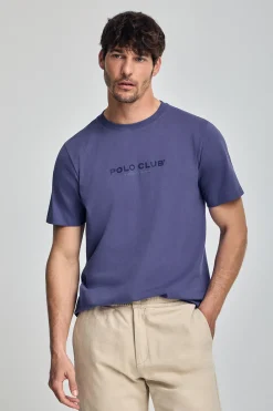 Polo Club T-Shirts*T-shirt à col ras du cou et logo caoutchouté Bleu Violet