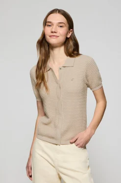Polo Club Pulls*T-shirt boutonné Lirio avec monogramme brodé Beige