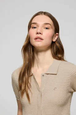 Polo Club Pulls*T-shirt boutonné Lirio avec monogramme brodé Beige