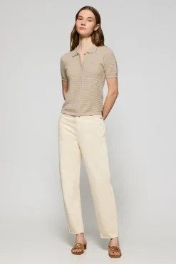 Polo Club Pulls*T-shirt boutonné Lirio avec monogramme brodé Beige