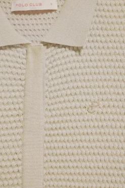 Polo Club Pulls*T-shirt boutonné Lirio avec monogramme brodé Beige