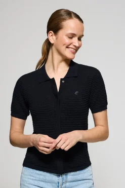 Polo Club Pulls*T-shirt boutonné Lirio avec monogramme brodé Bleu Marine