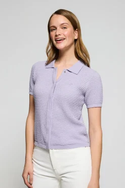 Polo Club Pulls*T-shirt boutonné Lirio avec monogramme brodé Lavande