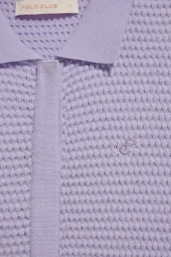 Polo Club Pulls*T-shirt boutonné Lirio avec monogramme brodé Lavande