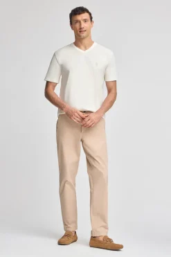 Polo Club T-Shirts*T-shirt couleur écru à manches courtes et col en V avec broderie Rigby Best Beige