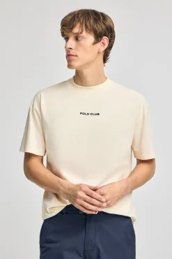 Polo Club T-Shirts*T-shirt écru à col ras du cou et imprimé nautique Beige