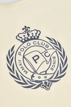 Polo Club T-Shirts*T-shirt écru à col ras du cou et imprimé nautique Beige
