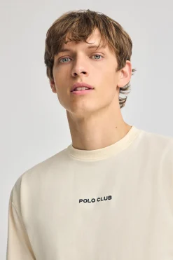 Polo Club T-Shirts*T-shirt écru à col ras du cou et imprimé nautique Beige
