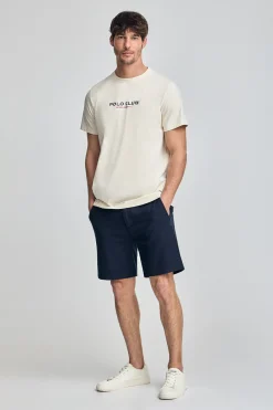 Polo Club T-Shirts*T-shirt écru à col ras du cou et logo caoutchouté Beige