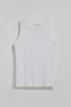 Polo Club T-Shirts*T-shirt débardeur Tamika côtelé avec bouton nacré Blanc