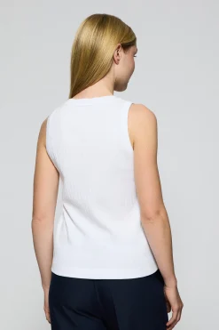 Polo Club T-Shirts*T-shirt débardeur Tamika côtelé avec bouton nacré Blanc