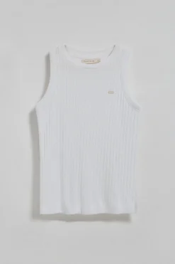 Polo Club T-Shirts*T-shirt débardeur Tamika côtelé avec bouton nacré Blanc