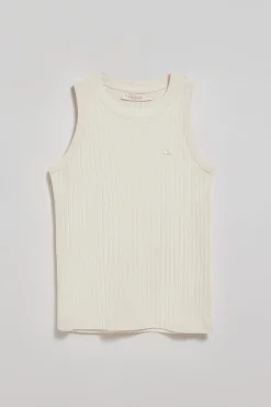 Polo Club T-Shirts*T-shirt débardeur Tamika écru côtelé avec bouton nacré Beige