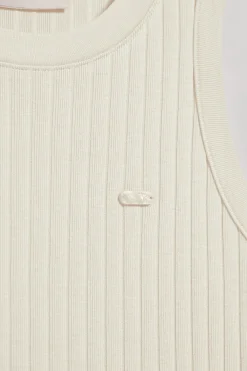 Polo Club T-Shirts*T-shirt débardeur Tamika écru côtelé avec bouton nacré Beige
