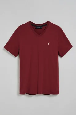 Polo Club T-Shirts*T-shirt à col en V et logo brodé Rigby Go Grenat