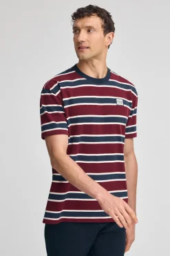 Polo Club T-Shirts*T-shirt et bleu rayé à logo caoutchouté Grenat