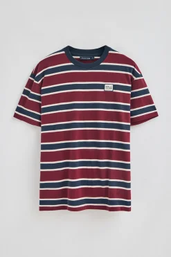 Polo Club T-Shirts*T-shirt et bleu rayé à logo caoutchouté Grenat