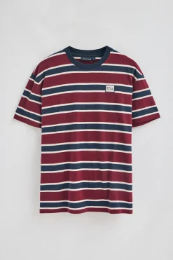 Polo Club T-Shirts*T-shirt et bleu rayé à logo caoutchouté Grenat