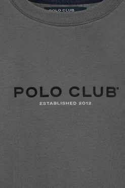 Polo Club T-Shirts*T-shirt gris à col ras du cou et logo caoutchouté Asphalte
