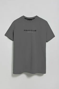 Polo Club T-Shirts*T-shirt gris à col ras du cou et logo caoutchouté Asphalte
