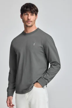 Polo Club T-Shirts*T-shirt gris à manches longues et brodé Rigby Go Asphalte