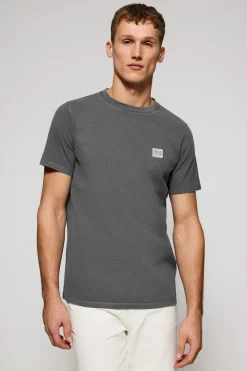 Polo Club T-Shirts*T-shirt gris bitume à col ras cou teint sur le tissu et logo caoutchouté Asphalte