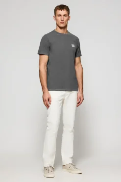 Polo Club T-Shirts*T-shirt gris bitume à col ras cou teint sur le tissu et logo caoutchouté Asphalte