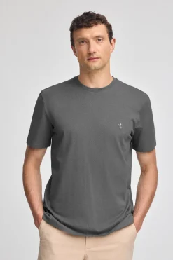 Polo Club T-Shirts*T-shirt gris bitume basique à col ras du cou et broderie Rigby Best Asphalte