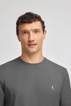 Polo Club T-Shirts*T-shirt gris bitume basique à col ras du cou et broderie Rigby Best Asphalte