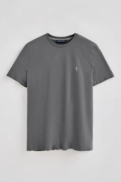 Polo Club T-Shirts*T-shirt gris bitume basique à col ras du cou et broderie Rigby Best Asphalte