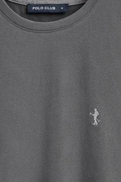 Polo Club T-Shirts*T-shirt gris bitume basique à col ras du cou et broderie Rigby Best Asphalte